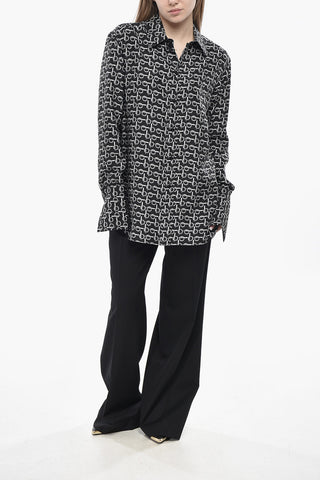 Bedruckte Seidenbluse Mit Italienischem Kragen