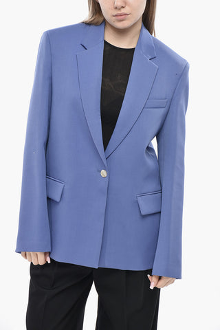 Oversized Wool Blazer with Flap Pockets