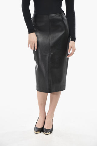 Leather Midi Skirt with Back Zip