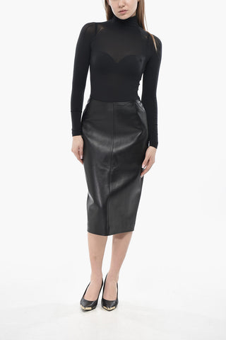 Leather Midi Skirt with Back Zip