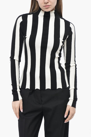 Bicolour Ribbed Cotton-Blend Crewneck Sweater