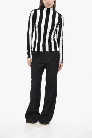 Bicolour Ribbed Cotton-Blend Crewneck Sweater