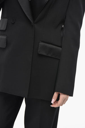 Doppelreihiger Blazer aus Wollmischung mit Satin-Details