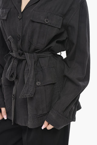 Camicia Sahariana in Misto Lino con Cintura