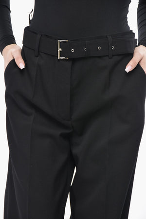Pantaloni Palazzo in Gabardina con Cintura