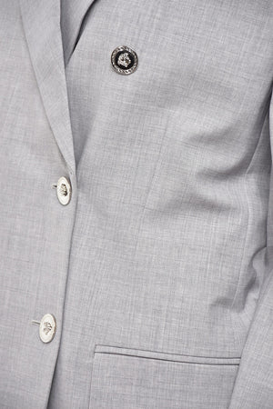 Wool-Blend Double-Breasted Blazer with Logo Buttons