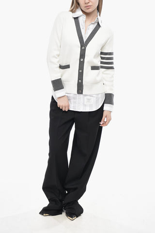 Double-Fabric Cardigan with Striped Poplin Details