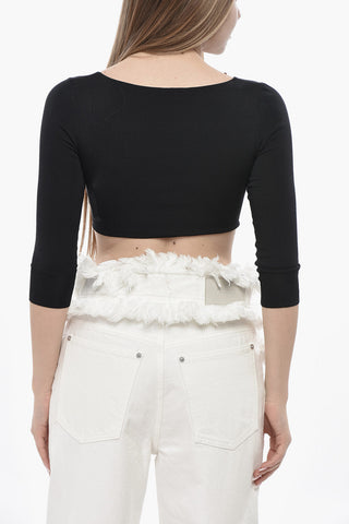 Crop-Top aus Seidenjersey mit Bügel