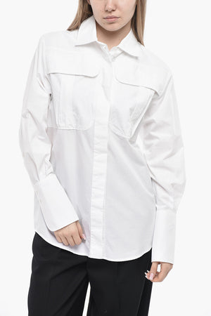 Cotton Safari Shirt with Concealed Fastening