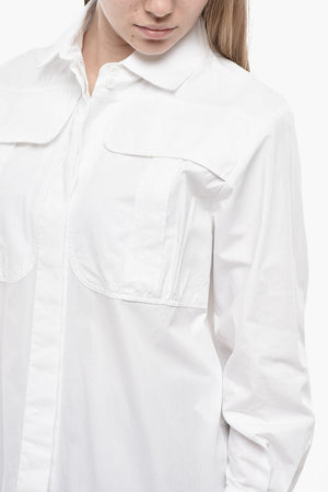 Cotton Safari Shirt with Concealed Fastening