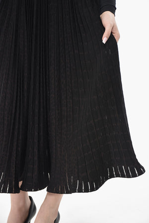 Gonna Svasata in Maglia a Coste con Motivo Animalier