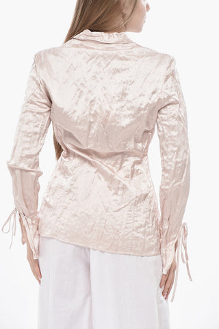 Crinkled-Effect Satin Blouse