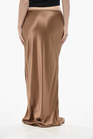Silk Satin Skirt with Side Zip