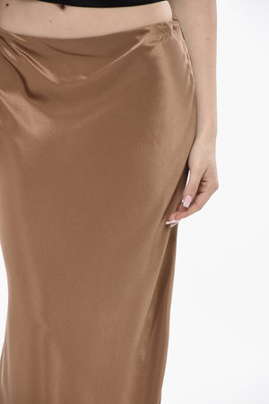 Silk Satin Skirt with Side Zip