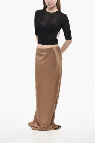 Silk Satin Skirt with Side Zip