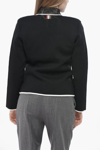 Virgin Wool Cardigan with Contrast Edging