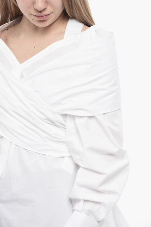 Cold-Shoulder Organza Blouse With Criss-Cross Design