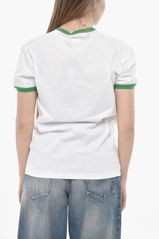 T-Shirt Girocollo in Cotone con Stampa Frontale