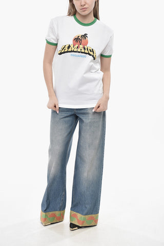 T-Shirt Girocollo in Cotone con Stampa Frontale