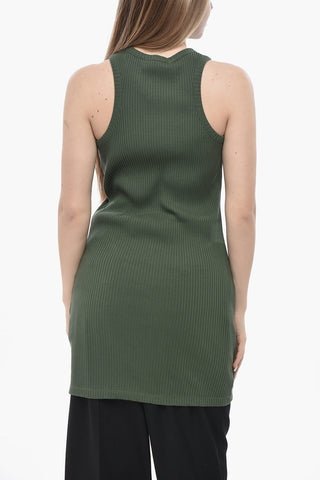 Tank Top Lungo in Cotone a Costine