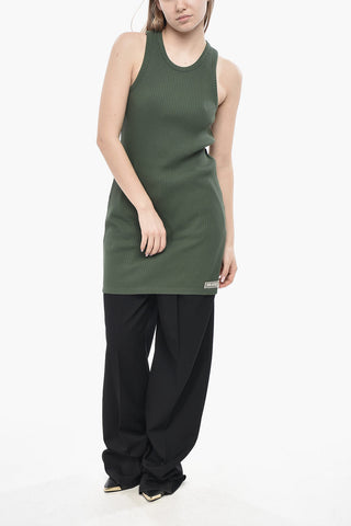 Tank Top Lungo in Cotone a Costine