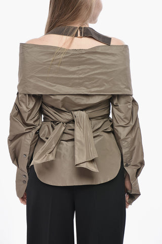 Blusa Cold-Shoulders in Organza con Design Criss Cross