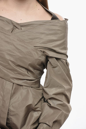 Cold-Shoulder Organza Blouse With Criss-Cross Design