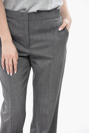 Wool Slim-Fit Trousers with Hidden Closure