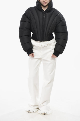 Cropped-Fit-Pufferjacke mit Frontreißverschluss