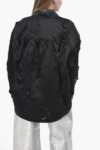 Satin Blouse With All-Over Cut-Out Details