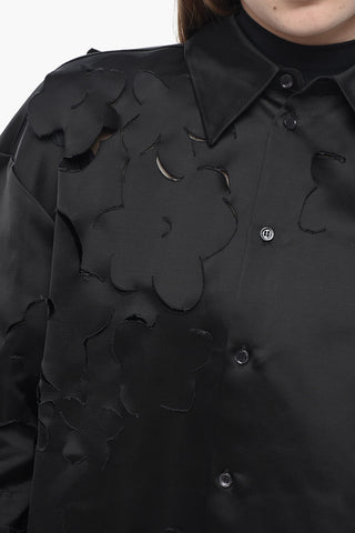 Satin Blouse With All-Over Cut-Out Details