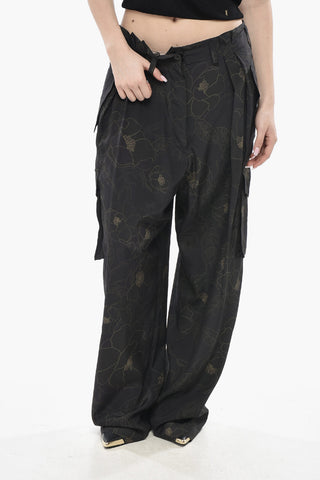 Cargohose aus Seide POLKAM mit Blumenmuster
