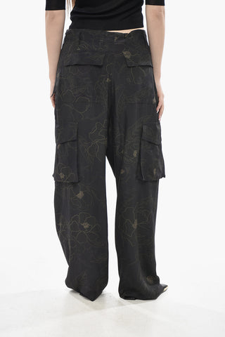 Cargohose aus Seide POLKAM mit Blumenmuster