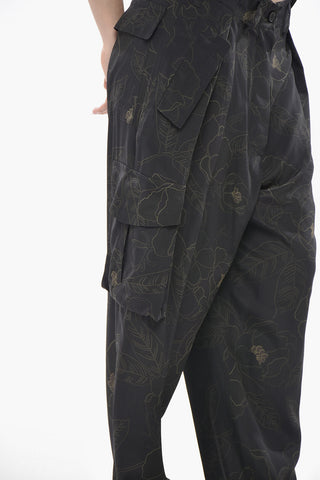 Cargohose aus Seide POLKAM mit Blumenmuster