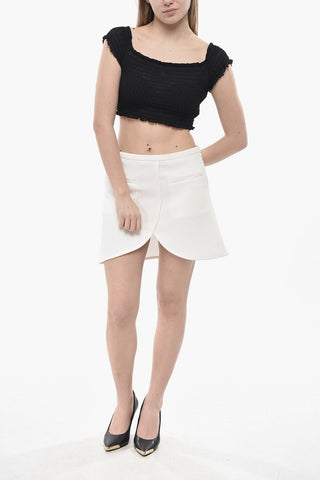 Off-Shoulder Smock-Fabric Crop Top