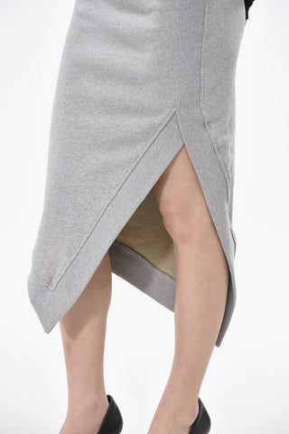 Cotton Jersey Midi Skirt with Side Slit