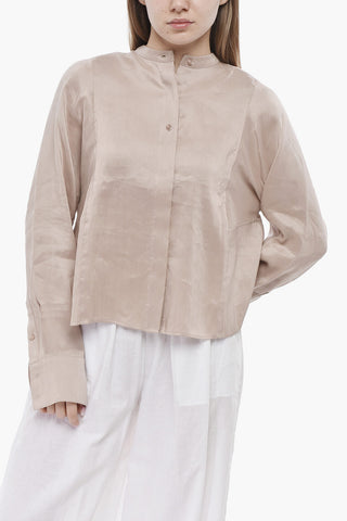 Camicia in Lino e Seta SIARA con Collo Coreano