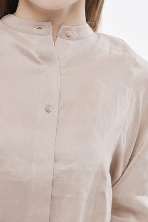 Camicia in Lino e Seta SIARA con Collo Coreano