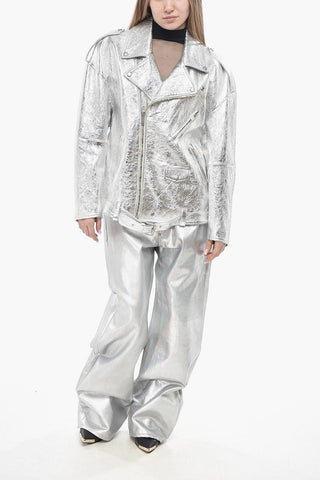 Chiodo Oversized in Pelle Lamè
