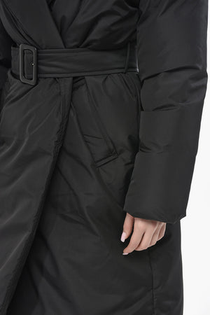 Cappotto Puffer Doppiopetto con Cintura