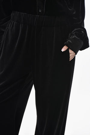 Pantaloni in Velour con Elastico in Vita