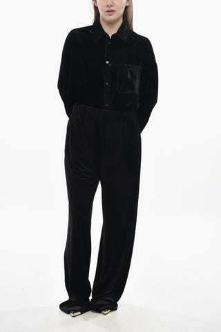 허리 밴딩 벨로어 팬츠