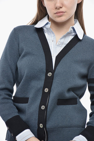 Double-Fabric Cardigan with Striped Poplin Details