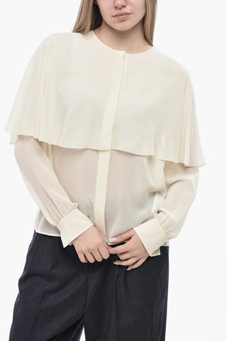 Silk Blouse With Cape Detail