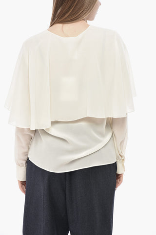 Silk Blouse With Cape Detail