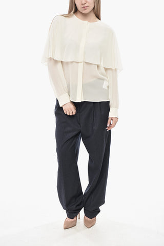 Silk Blouse With Cape Detail
