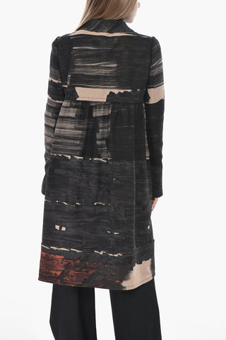 Cappotto Svasato in Misto Seta con Bottoni a Pressione