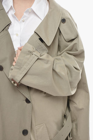 Oversized Cotton Trench Coat with Belt