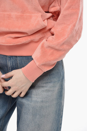 ESSENTIALS Velour Hoodie With Kangaroo Pocket