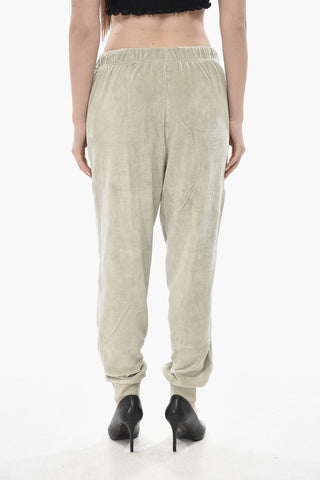 ESSENTIALS Pantaloni in Velour Con Polsini ed Elastico in Vita